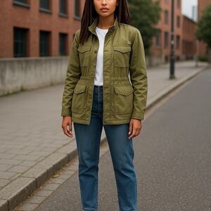Thread & Supply Women’s Small Hunter Green Fleece Lined Cargo Jacket W/ Pockets